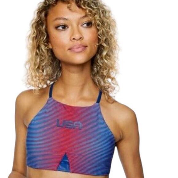 EUC Hurley High Neck Two Piece Swimsuit in Red/Blue Size Medium Top/Small Bottom - Picture 5 of 15